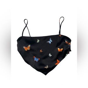 Forever 21 | Butterfly Satin Crop Top | Women’s Medium